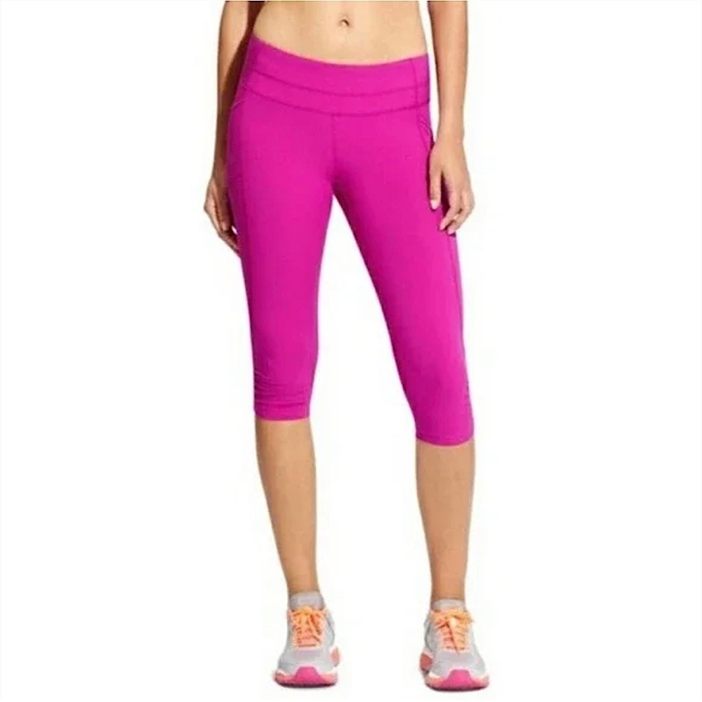 Athleta Dobby Be Free Knicker Crop Capri Leggings Magenta Pink Pants 446613 M - Picture 4 of 16